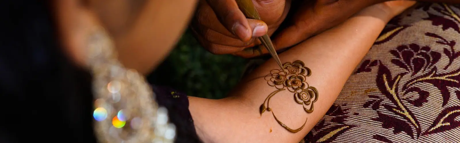 Intricate mehndi application captured in an artistic abstract shot